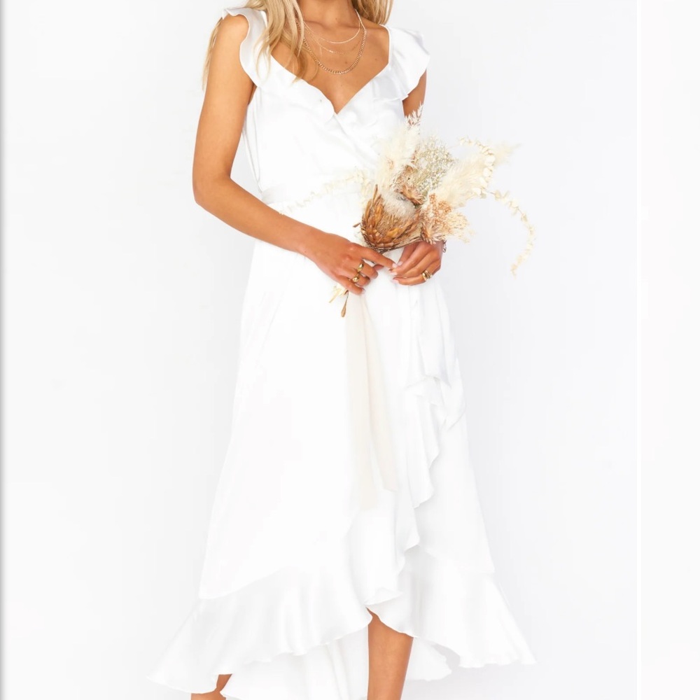 White Ruffle Back-Tie Maxi Dress